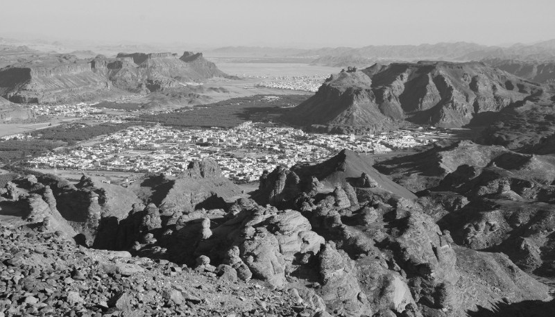 Le site d'Al-Ula, vu depuis Harrate, nord-ouest de l'Arabie saoudite.
