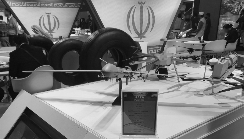 Le drone Gaza sur le stand iranien du salon IDEAS.