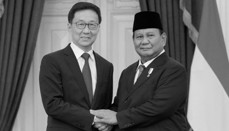 Le vice-président chinois Han Zheng et le président indonésien Prabowo Subianto à Jakarta, Indonésie, le 20 octobre 2024.